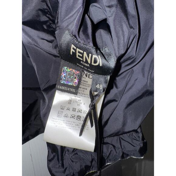 Fendi Green Black Camo Monogram FF Logo Anorak Reversible Windbreaker Jacket 48 - Picture 12 of 13